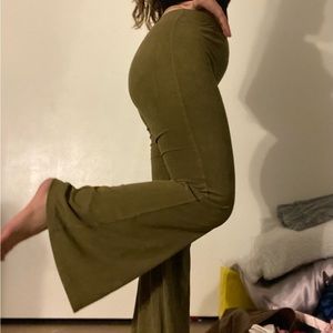 Green Forever 21 Suede Flare Pants